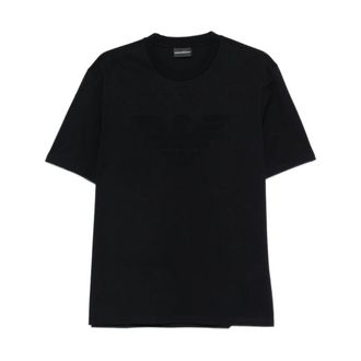 Emporio Armani Tonal Logo Ronde Hals Korte Mouwen - Heren - T-shirts - Blauw - 2XL - Tops