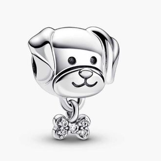 Pandora Dog Sterling Silver Charm With Clear Cubic Zirconia