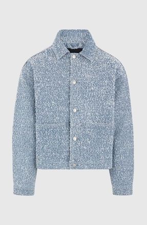 Mani&egrave;re De Voir Damien Boucle Jacket with Back Pleat in Blue at Nordstrom, Size Xx-Large