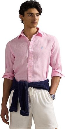 Polo Ralph Lauren Long Sleeve Linen - Classic Mens Long Sleeve Button Up Carmel Pink : 2XL