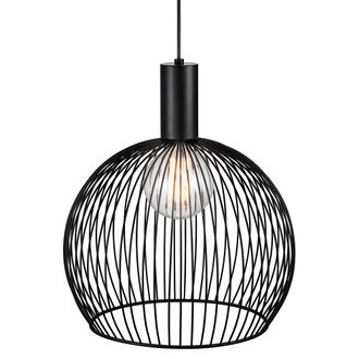 Nordlux Modern Indoor Pendant Light Black Metal E27 chrome socket - Mains Powered, IP20