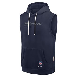 Nike Denver Broncos Sideline Nike Mens Dri-FIT NFL Sleeveless Pullover Hoodie in Blue | 03B441S8W-0CN