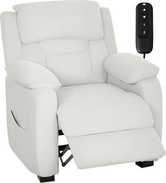 HOMCOM Homcom Sill&oacute;n Relax Reclinable El&eacute;ctrico Con Motor Silencioso, Mando Con 2 Posiciones Memoria, Reposapi&eacute;s, Reposacabezas, Puerto Usb, Bolsillos, Crema