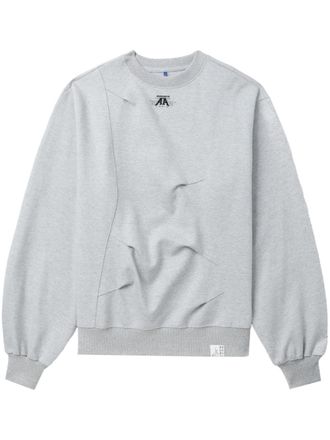 Ader Error Nolc pleated sweatshirt - women - Cotton/Polyester - L - Grey