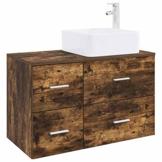 vidaXL Juego De Muebles De Ba&ntilde;o 2 Pcs Roble Ahumado Vidaxl