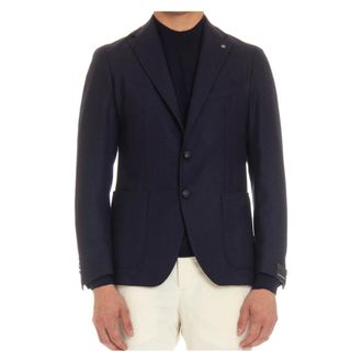 Tagliatore Formal Blazers, male, Blue, Size: 3XL Blue Woven Jacket with Mirror Lapel