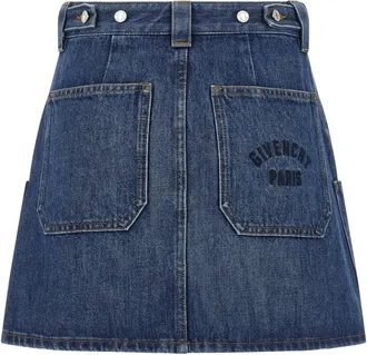 Givenchy Cargo-Pocket Denim Skirt - Blue