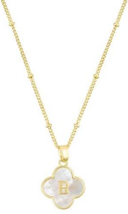 Adornia Mother-of-Pearl Clover Initial Pendant Necklace in White-B at Nordstrom Rack