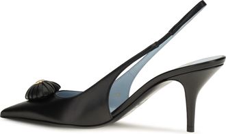 Valentino Garavani Womens Slingback Pumps Coeur Royal Leather Black Calf Sandal