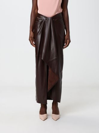 Hanita High-Waisted Asymmetrical Midi Skirt in Faux Leather