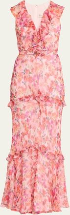 Saloni Rita Tiered Ruffle Cocktail Dress