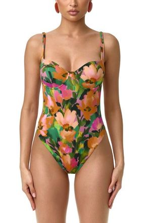 Naked Wardrobe Print Tank Bodysuit in Secret Garden at Nordstrom, Size X-Large