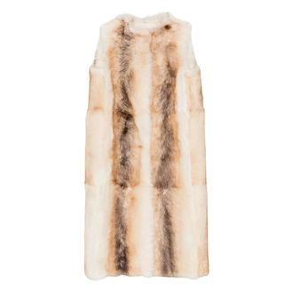 Yves Salomon Toscana Long Shearling Gilet - Dames - Jassen - Beige - Maat: XS