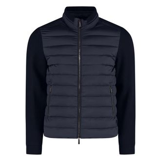 Moorer Winter Jackets, male, Blue, Size: 2XL Padded Panel Cardigan with Drawstring Hem