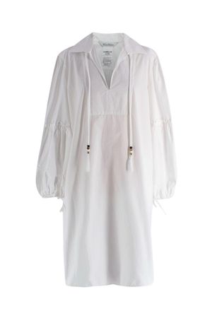 Max Mara Max Mara White Fedora Balloon Sleeve Dress Size S