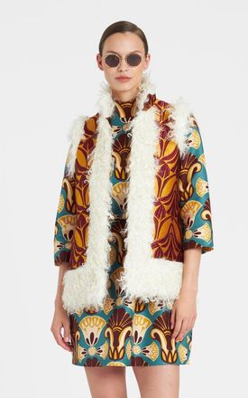 La DoubleJ Sleeveless Folk Jacket in Jacquard Papyrus Gold at Nordstrom, Size X-Small