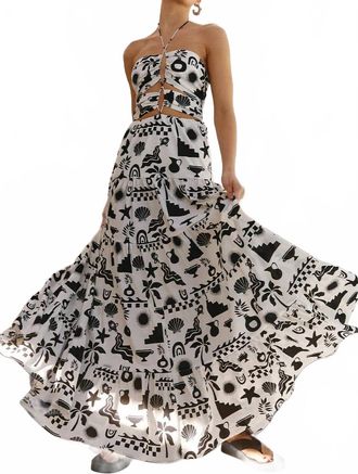 Runaway The Label Nia Halter Dress In Sand / Black