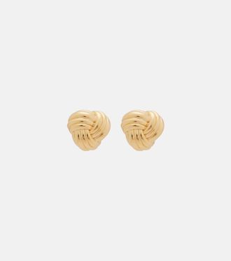 Bottega Veneta Pendientes Intreccio de plata de ley chapados en oro de 18 ct