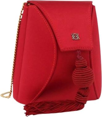 Loewe Pre-owned Cross Body Bags, female, Red, Size: ONE SIZE Pre-owned Satin Shoulder Bag