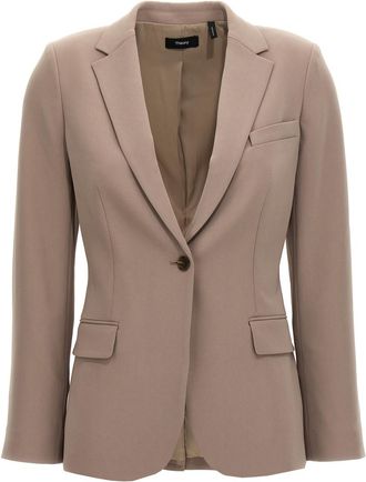 Theory Beige Single-Breasted Blazer