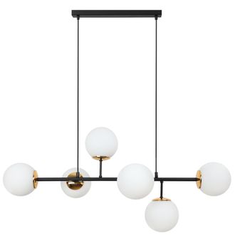 OEM L&aacute;mpara De Techo Siena Negra Y Dorada 6 Pantallas Planas Blancas E14 Brazos Largos