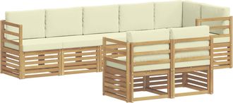 vidaXL Conjunto De Sof&aacute;s De Exterior 8 Uds. Blanco Y Crema Poli&eacute;ster Vidaxl