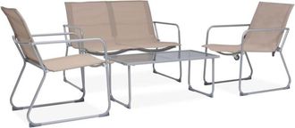 vidaXL 4 Piece Garden Lounge Set Fabric & Steel Taupe Vidaxl