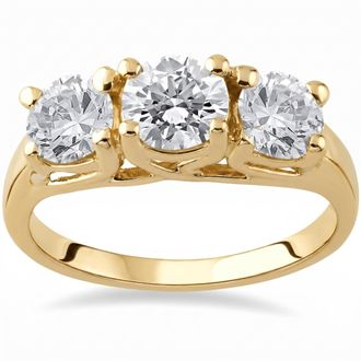 Pompeii3 3 1/2ct Diamond 3-Stone 14k Yellow Gold Engagement Ring Lab Grown