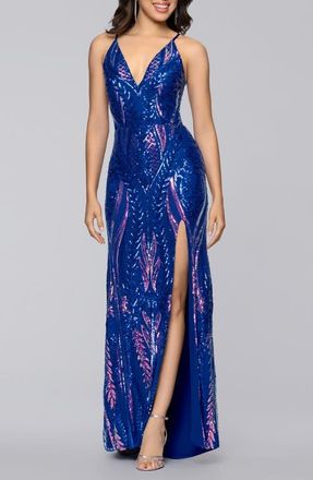 Blondie Nites V-Neck Sequin Gown in Royal Multi at Nordstrom, Size 13