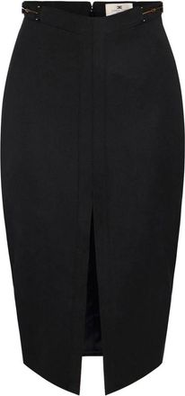 Elisabetta Franchi Rok van gabardine met juweel-bitjes - Dames - Rokken - Zwart - Maat: XS Gabardine