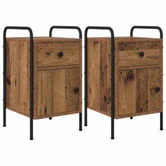 vidaXL Mesa De Noche 2 Uds. Madera Envejecida 35 X 36,5 X 61 Cm Vidaxl