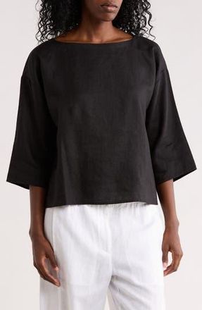 Eileen Fisher Bateau Neck Box Top in Black at Nordstrom Rack, Size X-Small