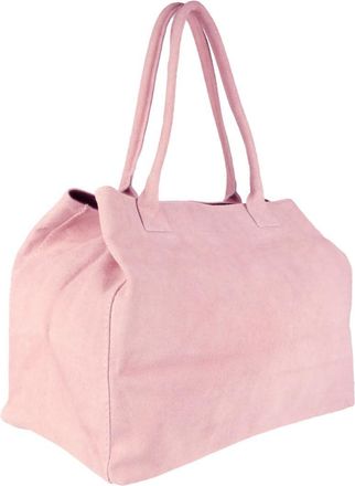 Girly HandBags Italian Suede Leather Tote Bag Real Leather Hobo Shoulder Bag Large Handbag Expandable- Light Pink