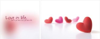 Queence Leinwandbild »Love is Life« Herz Herzbilder Kunst Modern Schriftzug Schriftzüge Spa Spa Bilder Sprüche Sprüche & Texte Set, Premium-Leinwandstoff, Han