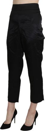 Bencivenga Black High Waist Straight Cropped Dress Trouser Womens Pants