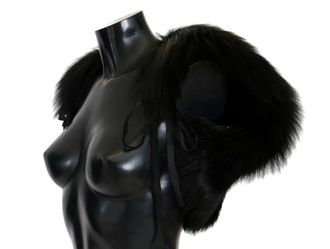 Dolce & Gabbana Womens Black Silver Fox Fur Scarf