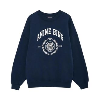Anine Bing Miles Logo LA Sweatshirt - Dames - Sweatshirts - Blauw - L - Katoen - Hoodies & sweatvesten
