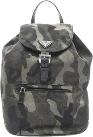 Prada Pre-owned Nylon Saffiano Leather Backpack - Heren - Vintage Rugzakken - Groen - ONE Size - Nylon - Vintage