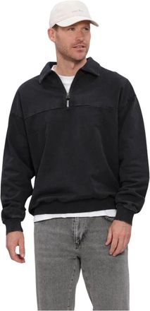 Woodbird WBLoke Washed Zip Polo - Heren - Vesten met rits - Zwart - S - Katoen - Hoodies & sweatvesten