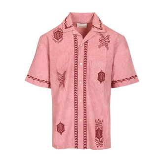 Isabel Marant Zekim Embroidered Cotton Gauze Shirt - male - Isabel Marant - Short Sleeve Shirts - Pink - S - Shirts
