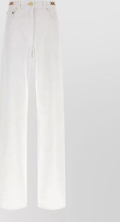 Versace high rise cotton denim wide leg trousers