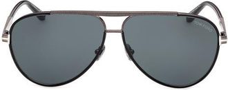 Tom Ford Rupert 63mm Pilot Sunglasses in Black Dark Gunmetal at Nordstrom
