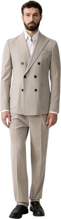 Joop Katoenmix Double-Breasted Pak - Heren - Business pakken - Beige - XL - Katoen - Kostuums
