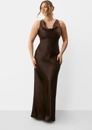 Six Stories Cowl Front Satin Bridesmaid Dress in Chocolate at Nordstrom, Size 14