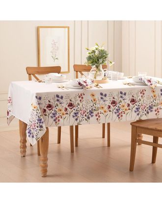 Elrene Poppy Wildflower Bordered Tablecloth