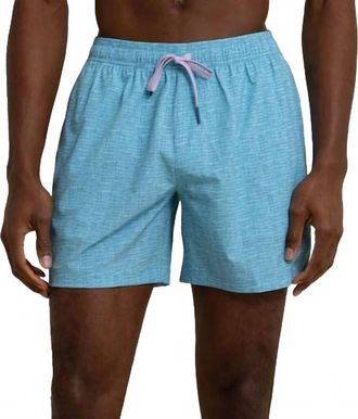 Southern Tide Painted Check Swim Trunk In Wake Blue