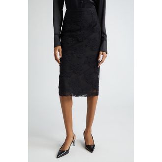 Dolce & Gabbana Floral Lace Pencil Skirt in Nero at Nordstrom, Size 10 Us