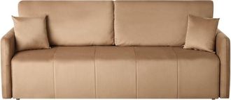 Beliani Sofa Bed 3 Seater EGGE Velvet Light Brown
