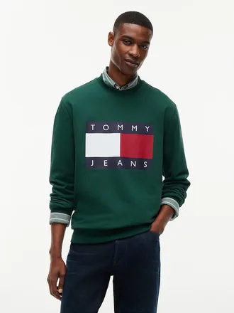Tommy Hilfiger Mens Tommy Jeans Big Flag Logo Sweatshirt - Velvet Green - XXL
