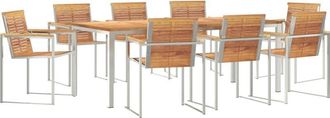 vidaXL Garden Dining Set 9 pcs Solid Wood Teak Vidaxl